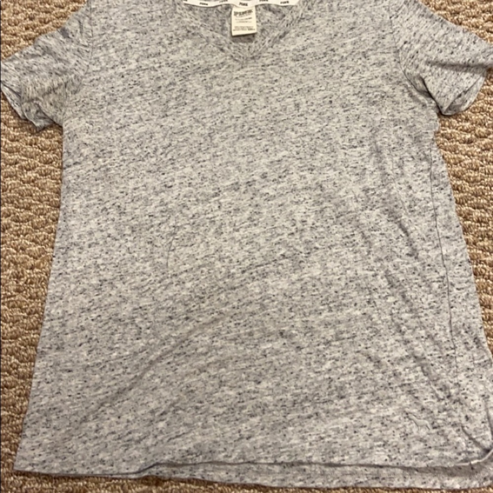 v neck grey pink shirt